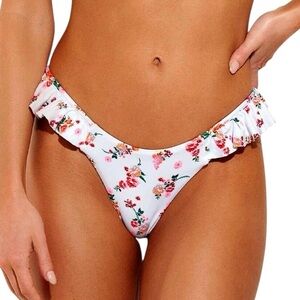 MAAJI fressia floral print reversible ruffle cheeky bikini swim bottom sz L